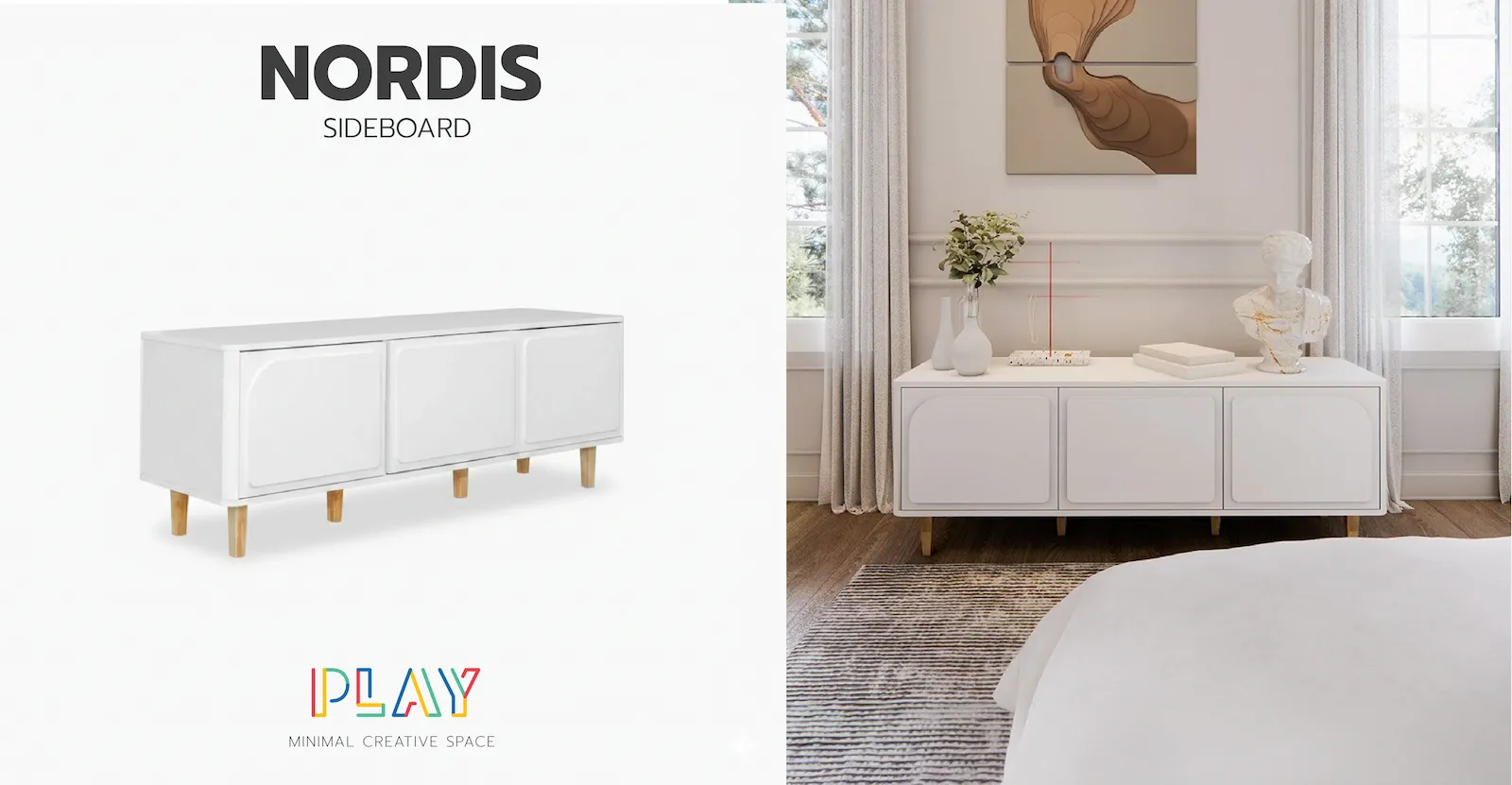 ไซด์บอร์ด 150 สีขาว-ลินเบิร์ก NORDIS