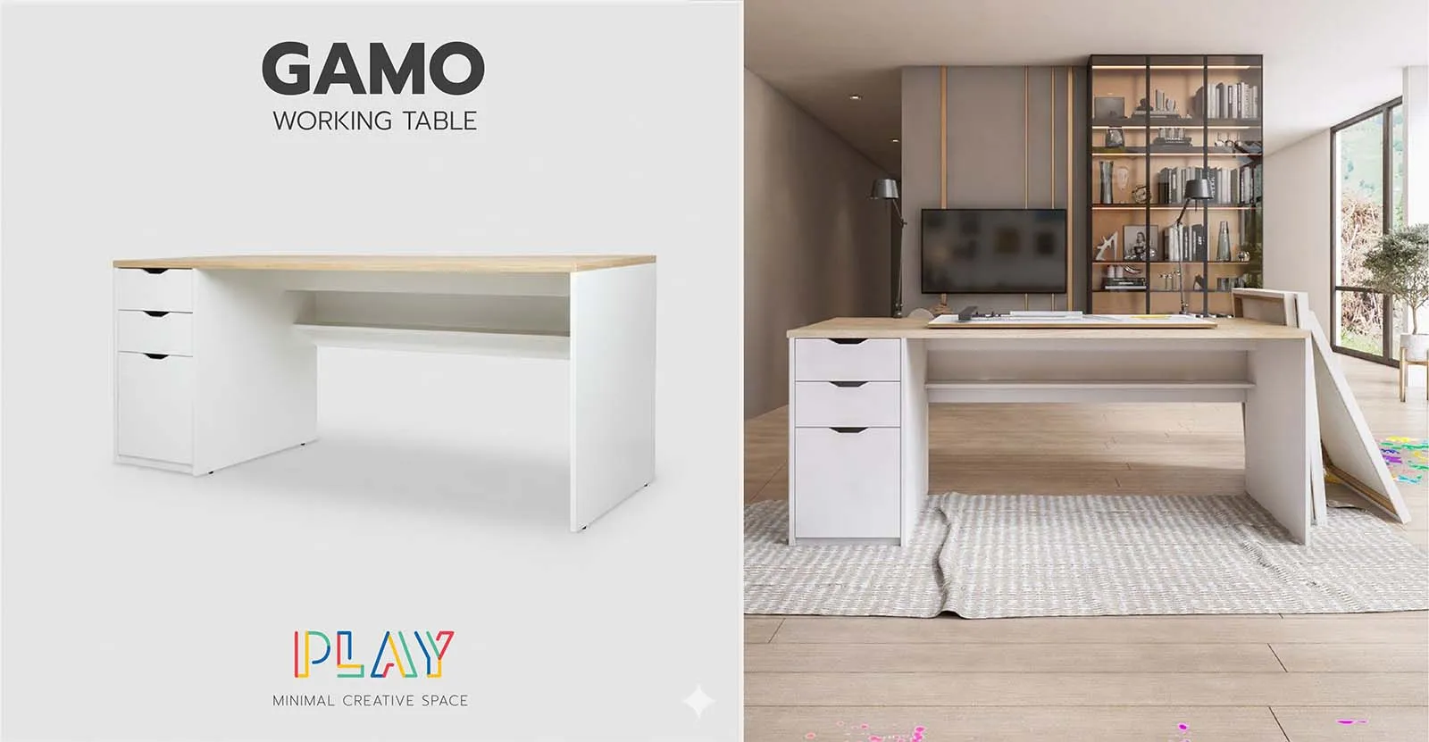 โต๊ะทำงาน 160 ซม.สีขาว-ลินเบิร์ก GAMO