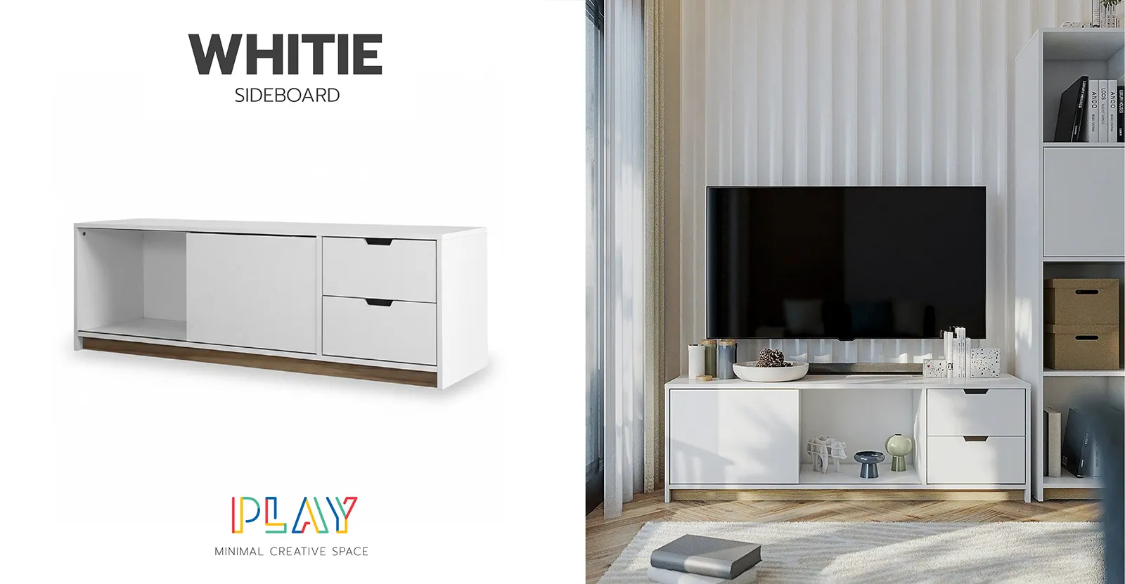 ไซด์บอร์ด 140 สีขาว-ลินเบิร์ก WHITIE