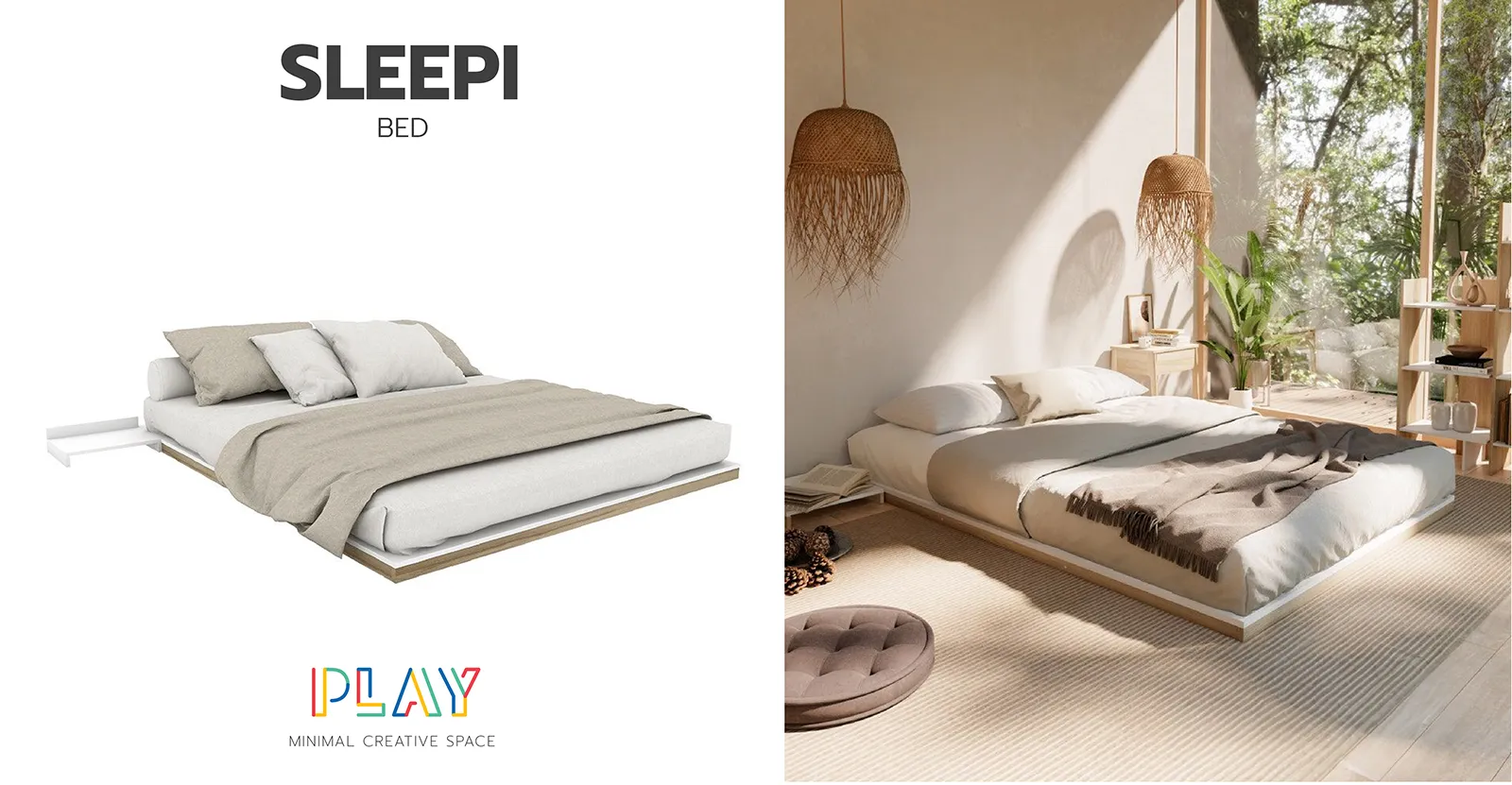 เตียง 5-6 ฟุต สีขาว-ลินเบิร์ก SLEEPI