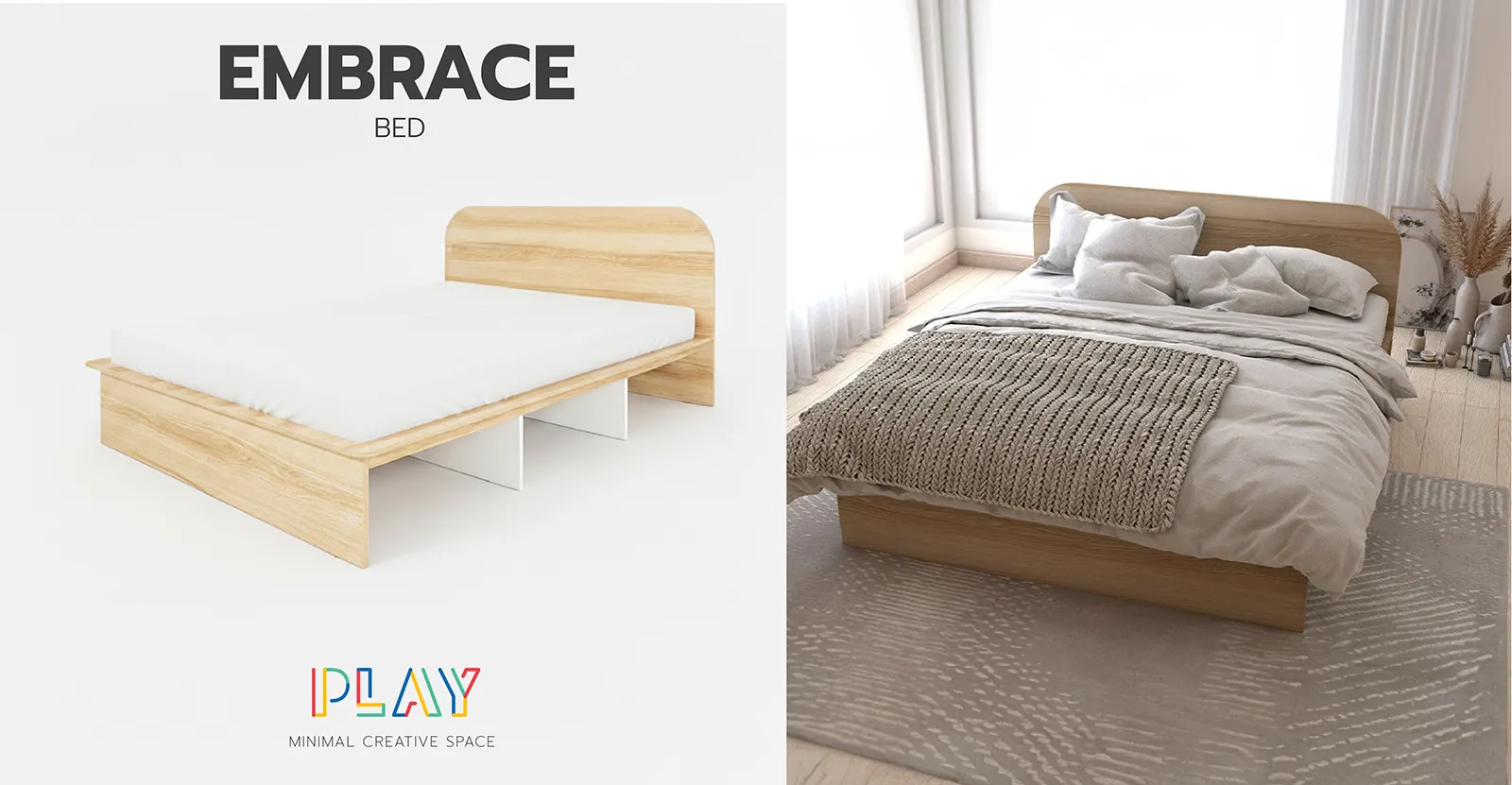 เตียง 5 ฟุตสีลินเบิร์ก-ขาว EMBRACE