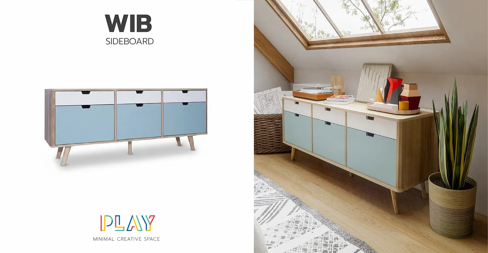 ไซด์บอร์ด 150 สีขาว-ไลท์บลู WIB