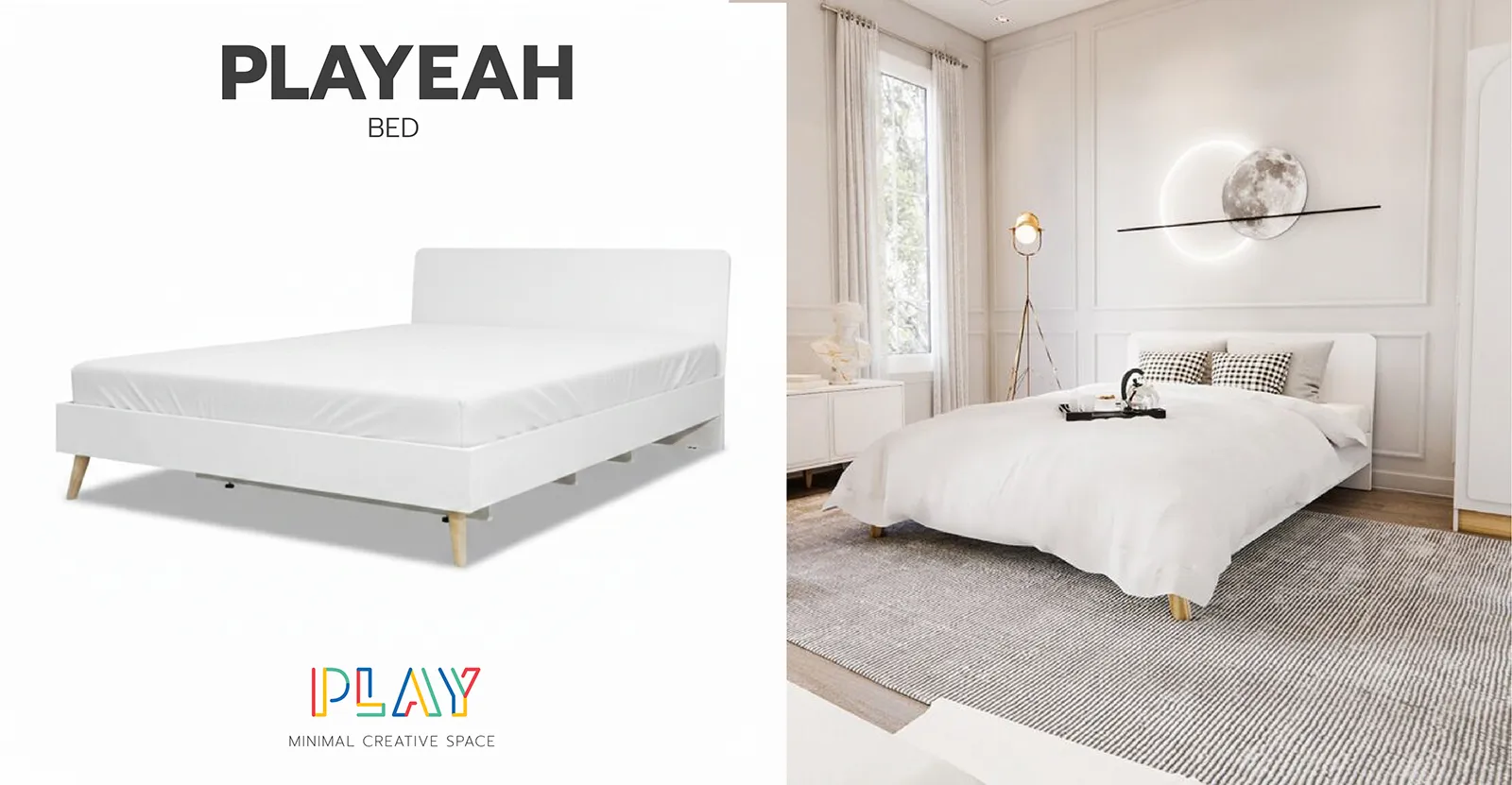 เตียง 5 ฟุตสีขาว PLAYEAH