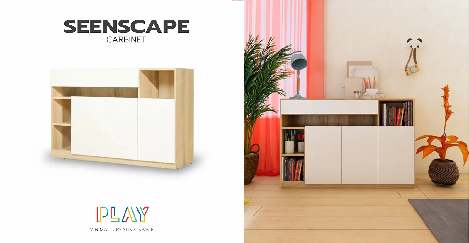 ตู้เตี้ย 120 ซม.สีขาว-ลินเบิร์ก SEENSCAPE