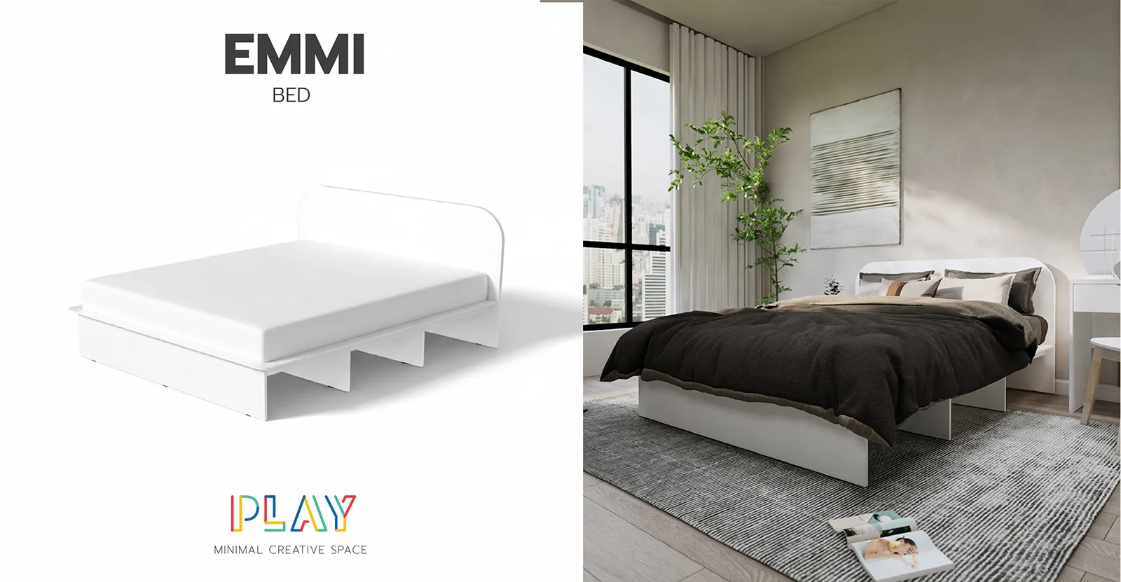 เตียง 5 ฟุตสีขาว EMMI