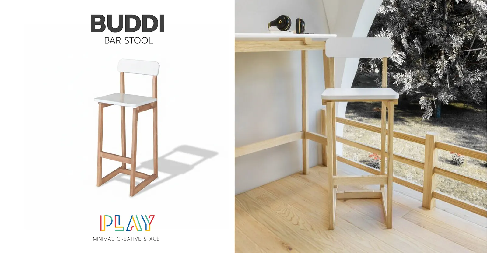 เก้าอี้บาร์สีขาว-ลินเบิร์ก BUDDI