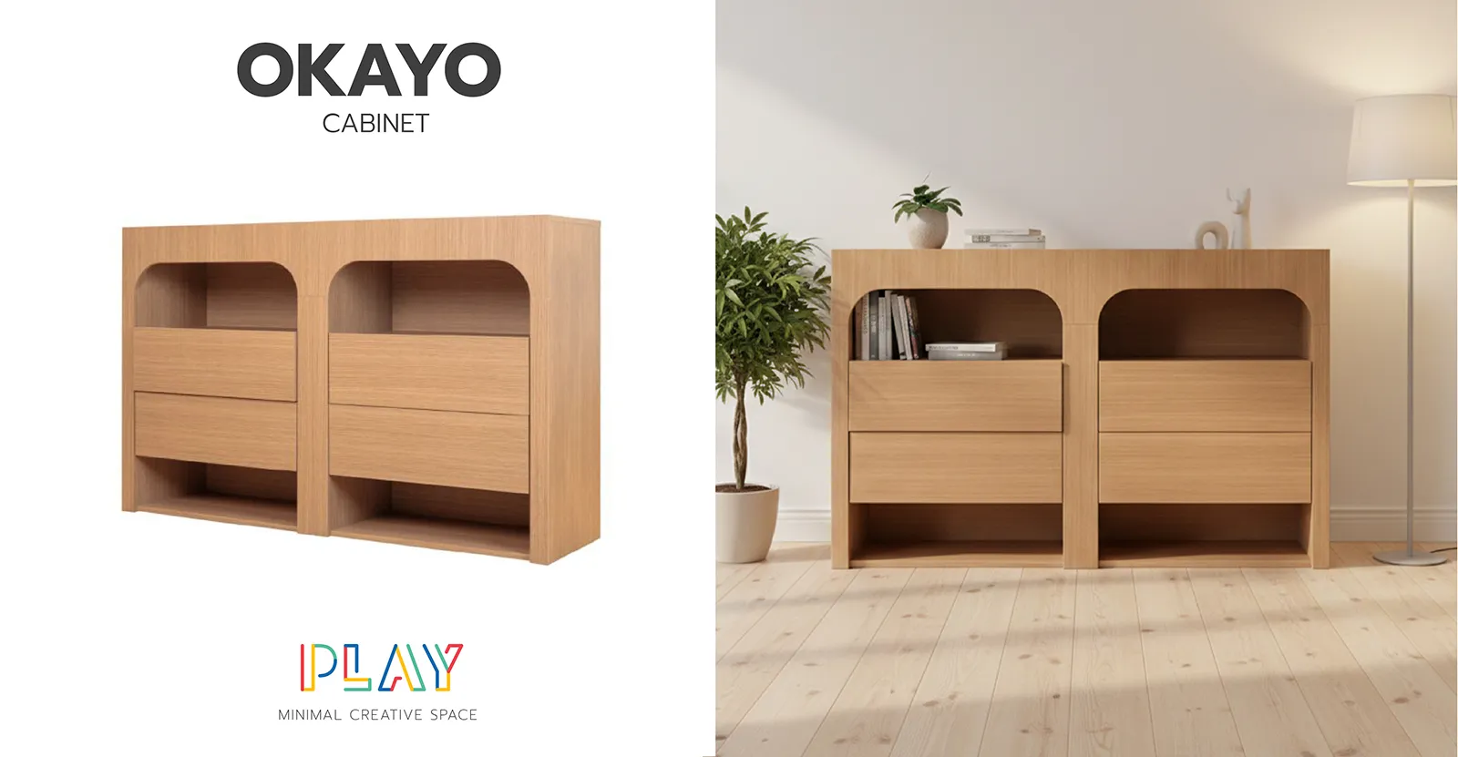 ตู้เตี้ย 140 ซม.สีแคชชูโอ๊ค OKAYO