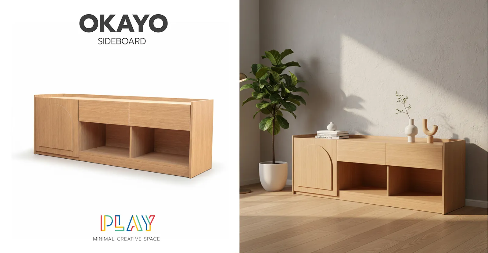 ไซด์บอร์ด 150 สีแคชชูโอ๊ค OKAYO