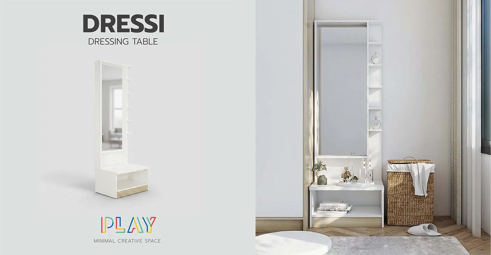 โต๊ะแป้งแบบยืนสีขาว-ลินเบิร์ก DRESSI